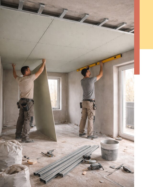 Одноуровневый потолок из гипсокартона в Ухте от 759 руб. — монтаж под ключ | ОТДЕЛОЧНИК-Хта