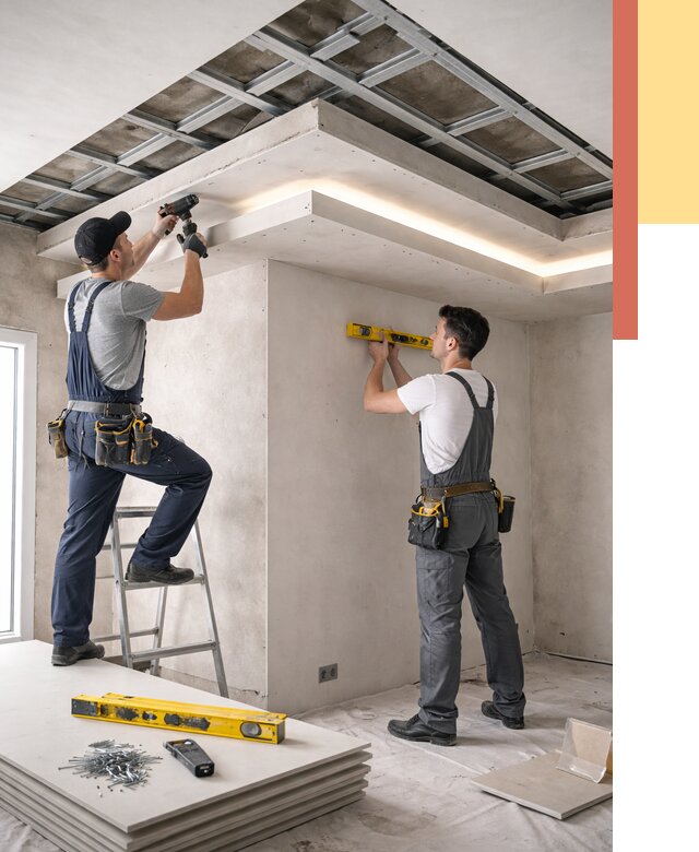 Двухуровневый потолок из гипсокартона в Ухте от 1468 руб. под ключ | ОТДЕЛОЧНИК-Хта