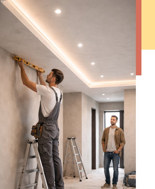 Потолок из гипсокартона с подсветкой в Ухте от 759 руб./м2 под ключ | ОТДЕЛОЧНИК-Хта