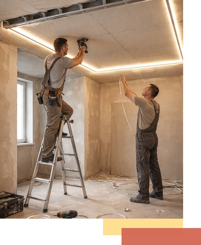 Потолок из гипсокартона с подсветкой в Ухте