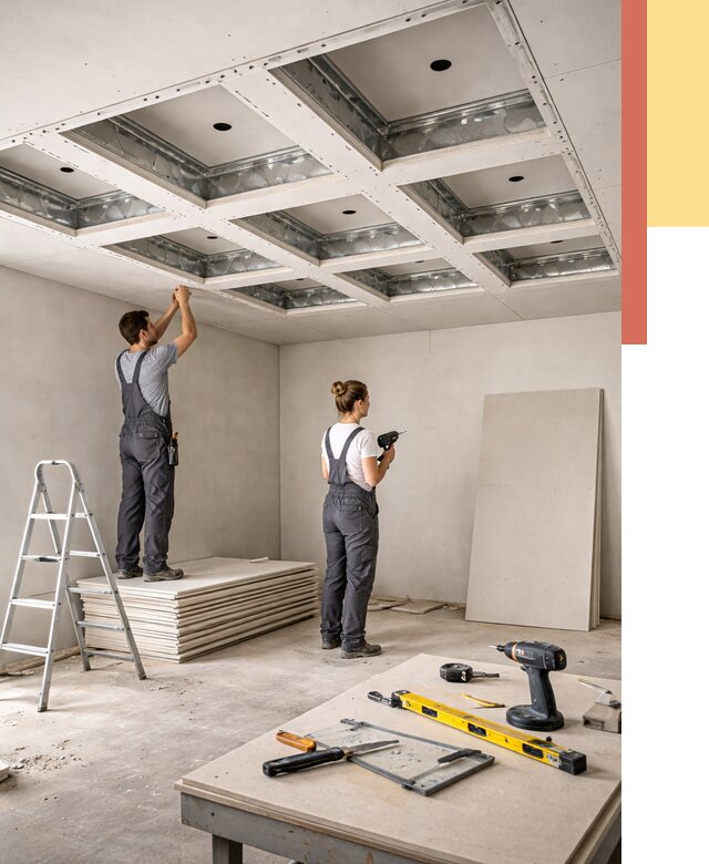 Кессонный потолок из гипсокартона в Ухте от 1873 руб. — монтаж и под ключ | ОТДЕЛОЧНИК-Хта