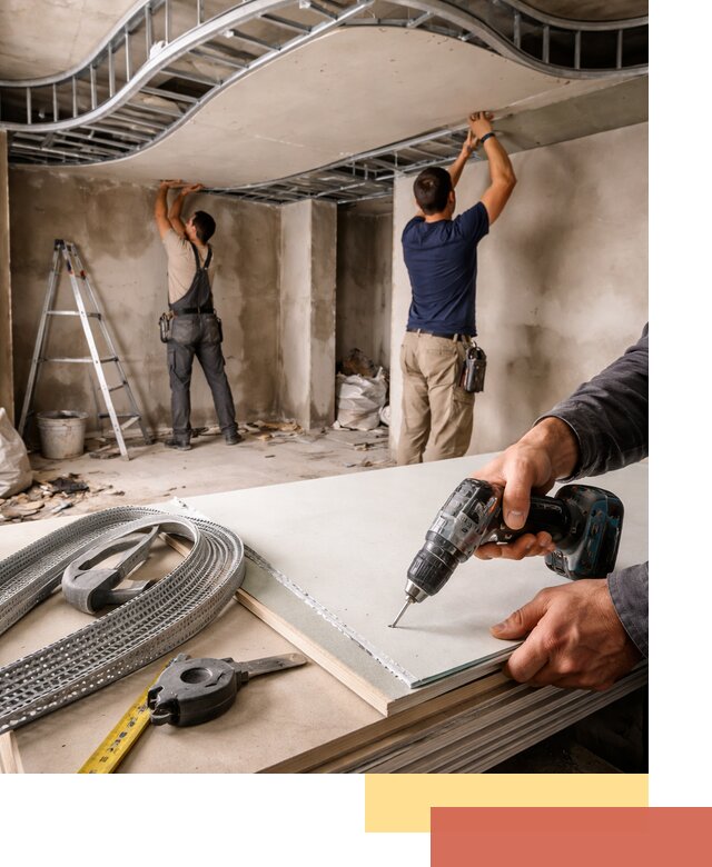 Криволинейный потолок из гипсокартона в Ухте — монтаж и отделка