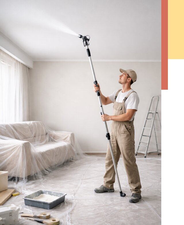 Покраска потолка краскопультом в Ухте от 4556 руб. быстро и недорого | ОТДЕЛОЧНИК-Хта