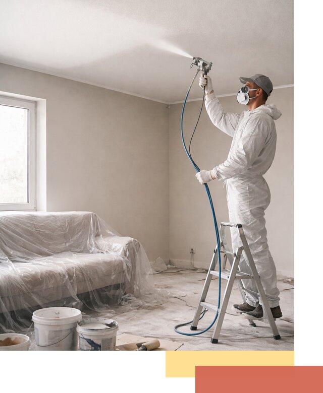 Покраска потолка краскопультом в Ухте быстро и качественно