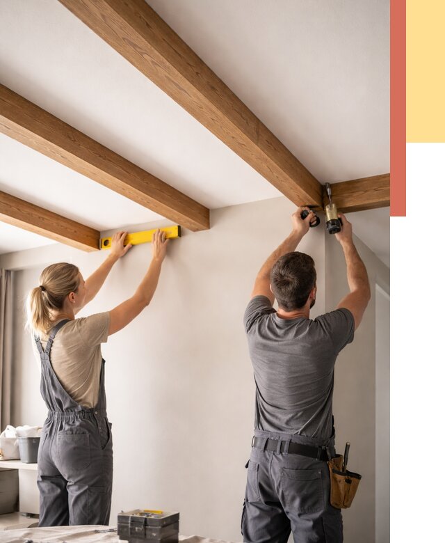 Монтаж декоративных балок на потолок в Ухте от 4253 руб. — ОТДЕЛОЧНИК-Хта