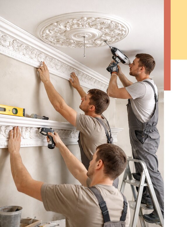 Монтаж лепнины на потолок в Ухте от 3240 руб. быстро и недорого | ОТДЕЛОЧНИК-Хта